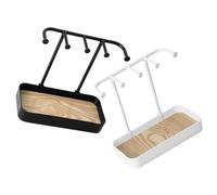 MOTHNUR 2pcs Desktop Jewelry Rack with Sturdy Base Multi-functional Necklace and Bracelet Holder Stand Elegant Black and White Storage Tray for Jewelry Organiser and Display