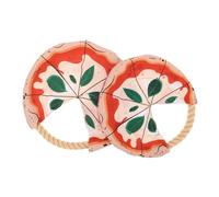 MOTHNUR 2pcs Dog Flying Disc with Cotton Rope Interactive Pizza-shaped Fetch Discs for Outdoor Training and Chewing Lightweight Flyers for Puppy Exercise and Active Play