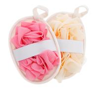 MOTHNUR 2pcs Dual Sided Loofah Shower Scrubber for Women Exfoliating Bath Ball with Gentle Cleansing Side Compact Portable Loofah Pad for Skin Care and Luxurious Lather