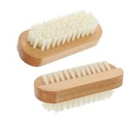 MOTHNUR 2pcs Dual-sided Nail Brush Portable Finger Nail Scrubber with Angled Bristles for Cleaning Under and Hands Ergonomic Wooden Handle for Home and Salon Use Toe and Heel Cleaning Tool