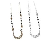 MOTHNUR 2Pcs Elegant Vintage Forehead Head Chain for Women Boho Bridal Headdress with Hollow Moon Pattern and Natural Crystal Beads Hair Jewelry for Weddings and Festivals