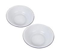 MOTHNUR 2pcs Enamel Mixing Bowls Large Vintage-Style Heavy Duty Salad Prep Basin for Kitchen Washing Serving and Baking Retro Food-Grade Enamel Wash Basins with Easy-Clean Surface