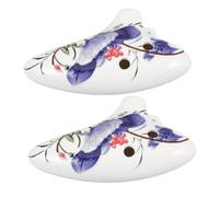 MOTHNUR 2pcs Ergonomic Long Mouthpiece Blue and White Ceramic Ocarina Alto C Key for Beginners Comfortable Grip Miniature Instrument for Practice and Performance