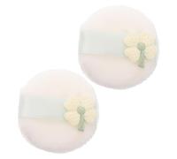 MOTHNUR 2pcs Extra Large Velour Makeup Powder Puff Four-leaf Clover Design for Foundation Blending and Setting