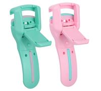 MOTHNUR 2pcs Eyelash Curler Plastic Makeup Tool with Refill Rubber Pads Clips for Eyelashes Portable Beauty in Pink and Blue