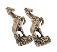 MOTHNUR 2pcs Feng Shui Brass Horse Sculpture Stepping Clouds Symbolizing Success and Prosperity Vintage Chinese Zodiac Animal Statue for Home Office Decor Elegant Collectible Tabletop