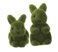 MOTHNUR 2pcs Flocked Rabbit Model Decor for Garden and Indoor Use Artificial Moss Bunny Ornament for Patio Lawn Backyard and Desktop Decoration Cute Landscape Adornment for Home and Photo