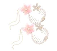 MOTHNUR 2pcs Floral Hair Clips with Cherry Blossom Tassels Lightweight Non-slip Claw Bun Clips for Teens Secure Hold for Messy Buns and Ponytails Hair Accessories for Outdoor Activities