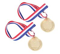 MOTHNUR 2pcs Gold Metal Award Medals with Neck Ribbon for Sports Competitions Wheat Ear Design Winner Medals for Sports Day and School Matches First Prize Achievement Tokens