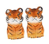 MOTHNUR 2Pcs Hand-carved Wooden Tiger Ornament Delicate Home Adornment Sculpture Lightweight Solid Wood Craft Decoration for Living and Office Elegant Tiger Design