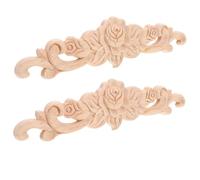 MOTHNUR 2pcs Handcarved Wood Onlays Appliques Decorative Wooden Carvings for Furniture DIY Home Decor Ornaments Easy to Attach Natural Wood Craft