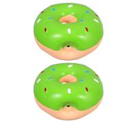 MOTHNUR 2pcs Interactive Latex Squeaky Dog Chew Soft Teething Puppy Donut Shape for Safe Play and Teeth Relief Non-toxic Pet Supplies in Light Green