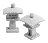 MOTHNUR 2pcs Japanese Mini Pagoda Stone Lantern Statues, Zen Garden Bonsai Ornaments, Small Curved Pavilion Decorations for Outdoor Garden and Aquarium Scenery