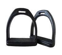 MOTHNUR 2Pcs Large Black Non Slip Wear Resistant Plastic Horse Stirrups with Wide Sole Design for Stable Footing and Emergency Release Lightweight Professional Saddle Accessories for