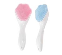 MOTHNUR 2Pcs Manual Silicone Face Scrub Brushes for Deep Cleansing and Exfoliating Lightweight Skin Cleaning Tools for Sensitive Skin Care Portable Facial Massage Brushes in Pink and Blue