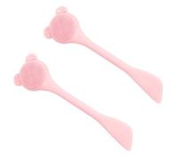 MOTHNUR 2pcs Manual Silicone Nose Brush for Blackhead Removal Nasal Cleaning Tools with Long Handle Portable Face Massager for Home and Dorm Skin Friendly Pink Beauty Gadget