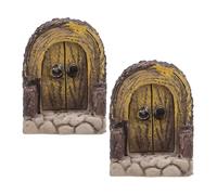MOTHNUR 2pcs Miniature Fairy Garden Doors Arched Wooden Dollhouse Exterior Gate for Tree Trunks Terrariums Outdoor Decor Christmas Decorations