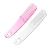 MOTHNUR 2pcs Nail Brush Cleaner Handle Grip for Fingernail and Dust Cleaning Manicure Foot Scrub Brushes Plastic Curved Design for Nail Supplies