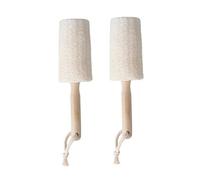 MOTHNUR 2Pcs Natural Loofah Bath Back Scrubber with Wooden Handle Thickened Body Cleaning Brush for Shower Plant Fiber Exfoliating Tool for Healthy Skin Care