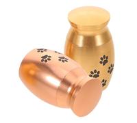MOTHNUR 2pcs Pet Urns with Paw Pattern for Dog and Cat Ashes Multifunctional Keepsake Boxes for Memorial Hair and Teeth Storage and Rose Gold Finish