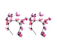 MOTHNUR 2pcs Pink Butterfly Fascinator Headband for Women and Comfortable Bridal Hairband Crown for Weddings Tea Parties Halloween Costume Hairpin Stylish Wedding Hair Accessories