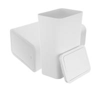 MOTHNUR 2pcs Plastic Trash Bin with Silent Swing Lid Space Saving Square Wastebasket for Bedroom Kitchen Office Noiseless Press Top Garbage Can for Home and Workplace