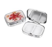 MOTHNUR 2pcs Portable Medicine Organizer Box with Compartments Plastic and Metal Mini Pill Case for Daily Tablets and Jewelry Storage Travel-Friendly Container with Random Patterns
