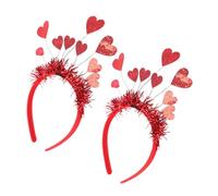 MOTHNUR 2Pcs Red Love Shaped Headbands 9 Heart Decorations, Valentines Day Festival Hair Accessories for Wedding, Party, and Romantic Occasions