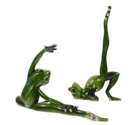 MOTHNUR 2Pcs Resin Yoga Frog Figurines Simulation Frogs Decor with Single-leg Bridge Leg Stretch Poses Cute Micro Landscape Ornament for Home Garden Tabletop Decoration and
