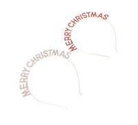 MOTHNUR 2pcs Rhinestone Letter Hairbands Merry Christmas Headbands Red and Rose Gold New Year Party Hair Hoops Xmas Accessories for Women and Girls