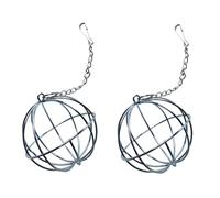 MOTHNUR 2Pcs Stainless Steel Hanging Grass Feeding Balls for Pets Rabbit Guinea Pig Chinchilla Cage Rack Holder for Hay Pasture