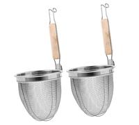 MOTHNUR 2pcs Stainless Steel Noodle Strainer with Handle Multifunctional Mesh Colander for Dumplings Vegetables and Frying Heat Resistant Kitchen Gadget for Home and Restaurant Use