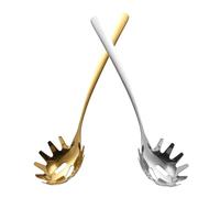MOTHNUR 2pcs Stainless Steel Spaghetti Server Spoons Multipurpose Pasta Forks with Slotted Design for Easy Noodle Serving and Soup Straining in Home and Restaurant Kitchens