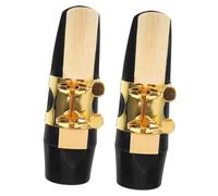 MOTHNUR 2pcs Tenor Saxophone Mouthpiece Black Plastic with Gold Ligature for Alto Sax Compatible Jazz Classical Players Musical Instrument Accessories
