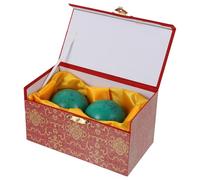 MOTHNUR 2Pcs Turquoise Hand Training Balls for Massage and Muscle Relief Jade Exercise Handballs for Finger Therapy and Home Decoration Palm Massage Spheres in Wooden Box