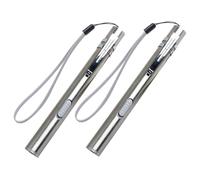 MOTHNUR 2pcs USB Rechargeable Medical Pen Lights with Stainless Steel Body Push-button Off Pocket Clip White Yellow LED Portable Inspection Torch for Nurses and Doctors