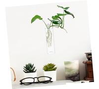 MOTHNUR 2pcs Wall Mounted Glass Vase Planter Transparent Flower Bud Holder for Home Decoration Hanging Test Tube Container for Hydroponic Plants and Floral Arrangements