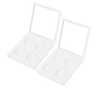 MOTHNUR 2Pcs White Magnetic Eyeshadow Box with Compartments Transparent Window Empty Makeup Subpackaging Container for Lipstick and Eyeshadow Storage