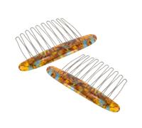 MOTHNUR 2pcs Women French Side Combs with Iron Prongs Elegant Marble Pattern Hair Clips for Secure Styling Comfortable Scalp Fit Vintage Glamour for Weddings Parties Daily Use
