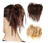 MOTHNUR 2pcs Women Hair Pieces for Ponytail Buns Clip in Extensions Messy Bun Hair Band Accessories