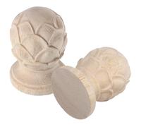 MOTHNUR 2Pcs Wooden Bed Post Finials Decorative Carved Lotus Finial Tops 4X6Cm European Style Bed Post Toppers for Home Decor and Staircase Railings