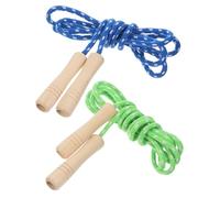 MOTHNUR 2Pcs Wooden Jump Rope Adjustable Elastic Bands Wear-resistant Skip Rope with Comfortable Handles for Exercise and Educational Play