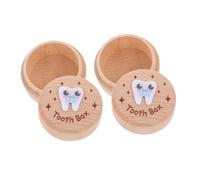 MOTHNUR 2pcs Wooden Tooth Keepsake Box Tooth Holder Organizer First Hair Locks Small Jewelry Modern Minimalist Design for Nursery Storage