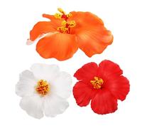 MOTHNUR 3 Pcs Hawaiian Flower Hair Clips Lightweight Matte Finish Floral Hair Pins in White Red and Orange for Women for Summer and Beach Styles