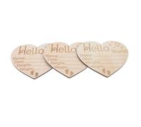 MOTHNUR 3 pcs Heart-Shaped Wood Birth Announcement Signs Newborn Name Plaques Welcome Sign Photo Prop Decorative Nursery Boards