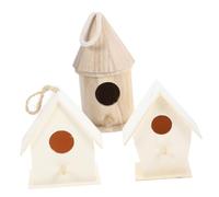 MOTHNUR 3 Pcs Wooden Bird Nest DIY Craft Kit Unfinished Pendant with Thick Hanging Rope for Garden Home Decoration Suitable for Small Birds Like Canary Parrot Lark
