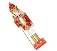 MOTHNUR 30cm Red Sequin Nutcracker Soldier Christmas Decoration Wooden Nutcracker Figure Xmas Ornament Festive Holiday Decor