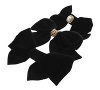 MOTHNUR 3pcs Black Velvet Bow Hair Clips with Pearl and Tail Design Non-slip French Barrettes for Teen Lightweight Hair Accessories for Daily Wear Parties School