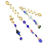 MOTHNUR 3pcs Blue Cat's Eye Hair Rings Spiral Braid Charms Hair for Dreadlocks Braiding Decorations Tribal Style Jewelry for Women Men