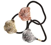MOTHNUR 3pcs Creative Bear Head Hair Ties Elastic Ponytail Holders for Women and Vintage Punk Style Hair Accessories in Silver Antique Copper and Bronze for Everyday and Special Occasions